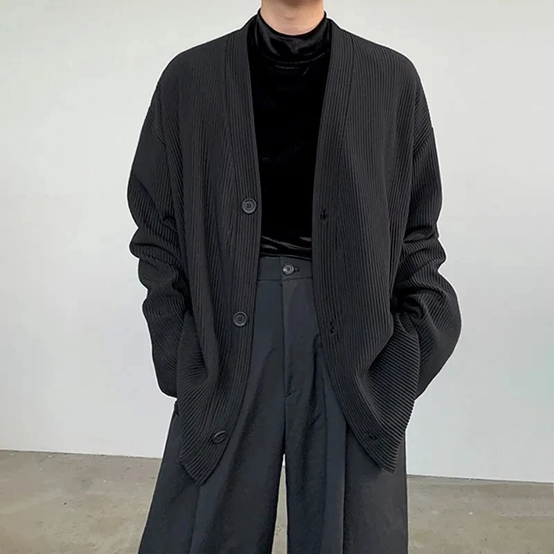 

Мужской кардиган Issey Miyake, свитер, новинка весны 2023, модная трендовая свободная повседневная куртка с плиссировкой, однобортный Топ