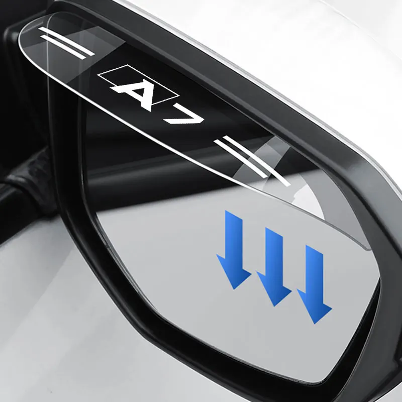 

2Pcs Rearview Mirror Rain Shade Rainproof Blades For Audi A7 Logo Flexible PVC Car Back Mirror Eyebrow Rain Cover Accessories