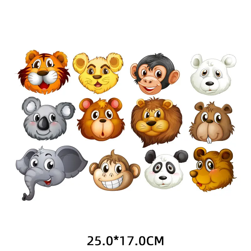 

Cartoon Cute Animals Patches on Kids Clothes Elephant Lion Tiger Iron-on Transfers for Clothing Thermoadhesive Patch Appliques