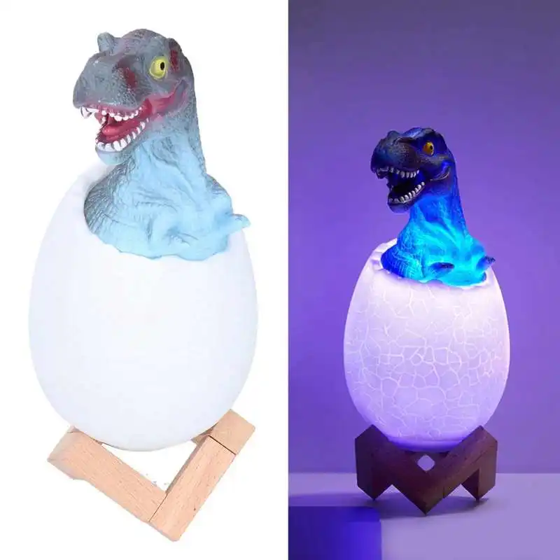 

3D Dinosaur LED Table Lamp Touch Pat Sensor Night Light Dinosaur Egg Shape Color Changeable USB Charging Desk Lamp