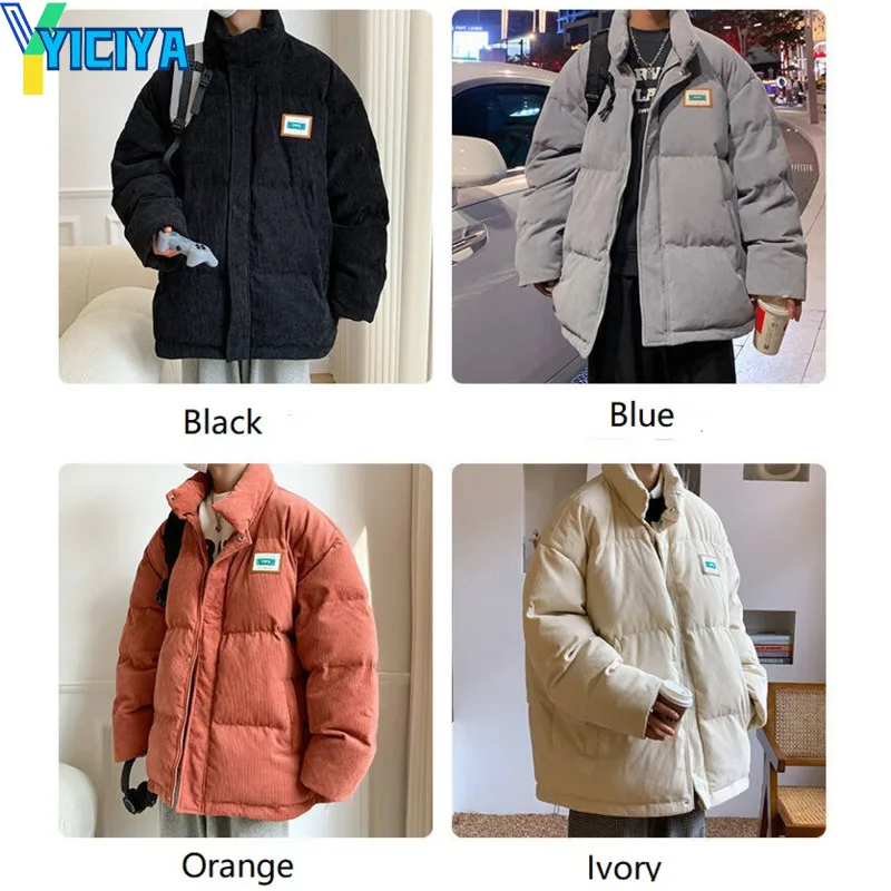 YICIYA Coats Woman Winter 2023 Warm Parkas Corduroy Cotton Male Streetwear Jackets Windbreaker Padded Solid Coats Mens Clothing