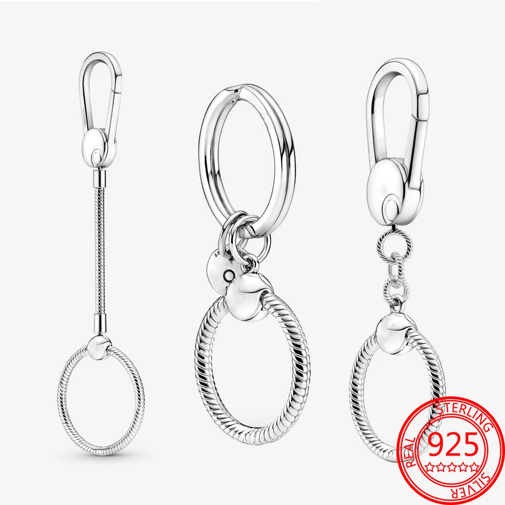 

2021 Brand New Trendy 925 Sterling Silver Jewelry Moments Charm Key Ring Fit Original Charm and Pendant DIY Gift