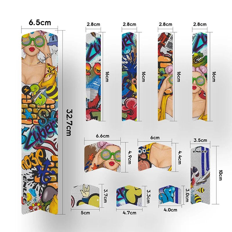 

ENLEE 3D Bicycle Paster Frame Scratch-Resistant Protector MTB Road Bike Best Glue Removeable Sticker Anti-Skid Guard Frame Cover