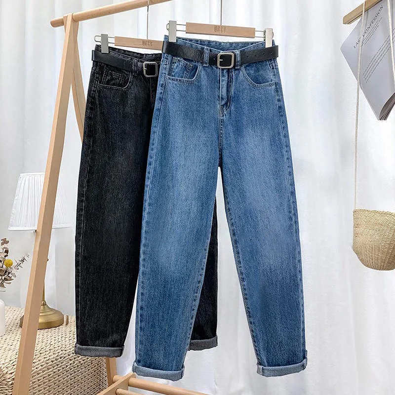 

Retro High Waist Harem Jeans Spring Summer Women's Navy Blue Basic Office Campus Versatile Loose Tie Dye Casual Straight Jeans