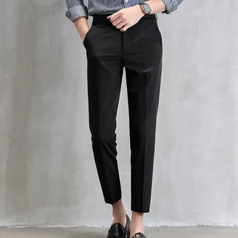 

Classic Breathable Straight Pattern Mid Waist Business Trousers Garment