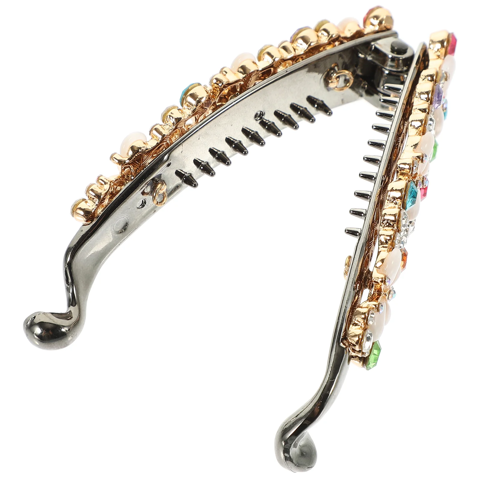 

Girl Hair Accessories Rhinestone Clip Clamp Small Banana Clips Thin Vertical Curly White Large Thick Miss