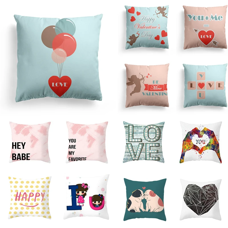

Customizable Cartoon Pattern Set Sofa Plush Pillowcase Soft Home Decoration Romantic Balloon Couple Lovers Pillow