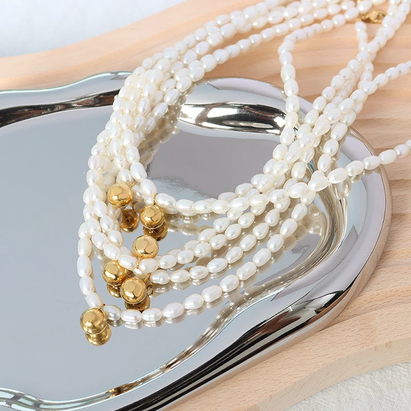 

New Women's Artificial Pearl Necklace Fashion French Romantic Style Stainless Steel Collar Chain Fashion Retro Jewelry