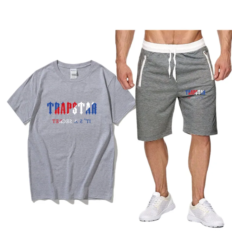 Summer brand Printed Men's T-shirt Shorts Set TRAPSTAR Men's Sportswear Tracksuit O Neck Short Sleeve Cool Men's Clothing 2023