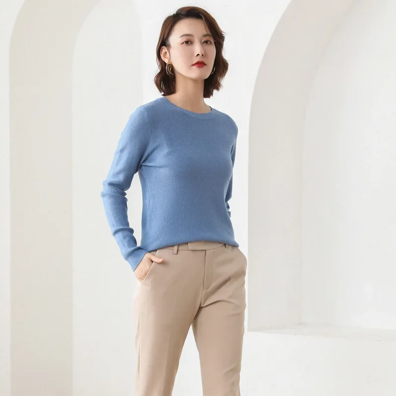 MRMT 2024 новый женский вязаный свитер пуловер с круглым вырезом короткий утепленный