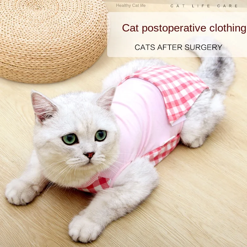 

Pet Cat Recovery Suit Shirt Clothes,Collar Alternative for Cats Prevent After Surgery Wear Anti Pet Licking Wounds Drop