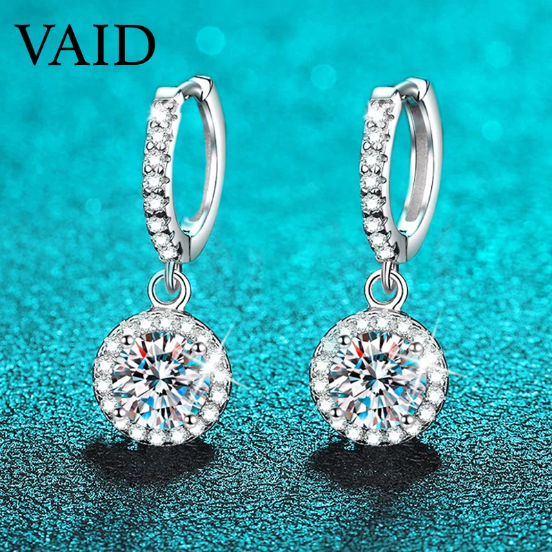 

Женские серьги Smyoue с муассанитом 6,5 мм, серьги-подвески из твердого серебра, платины, родия, искусственный бриллиант, сверкающие свадебные серьги