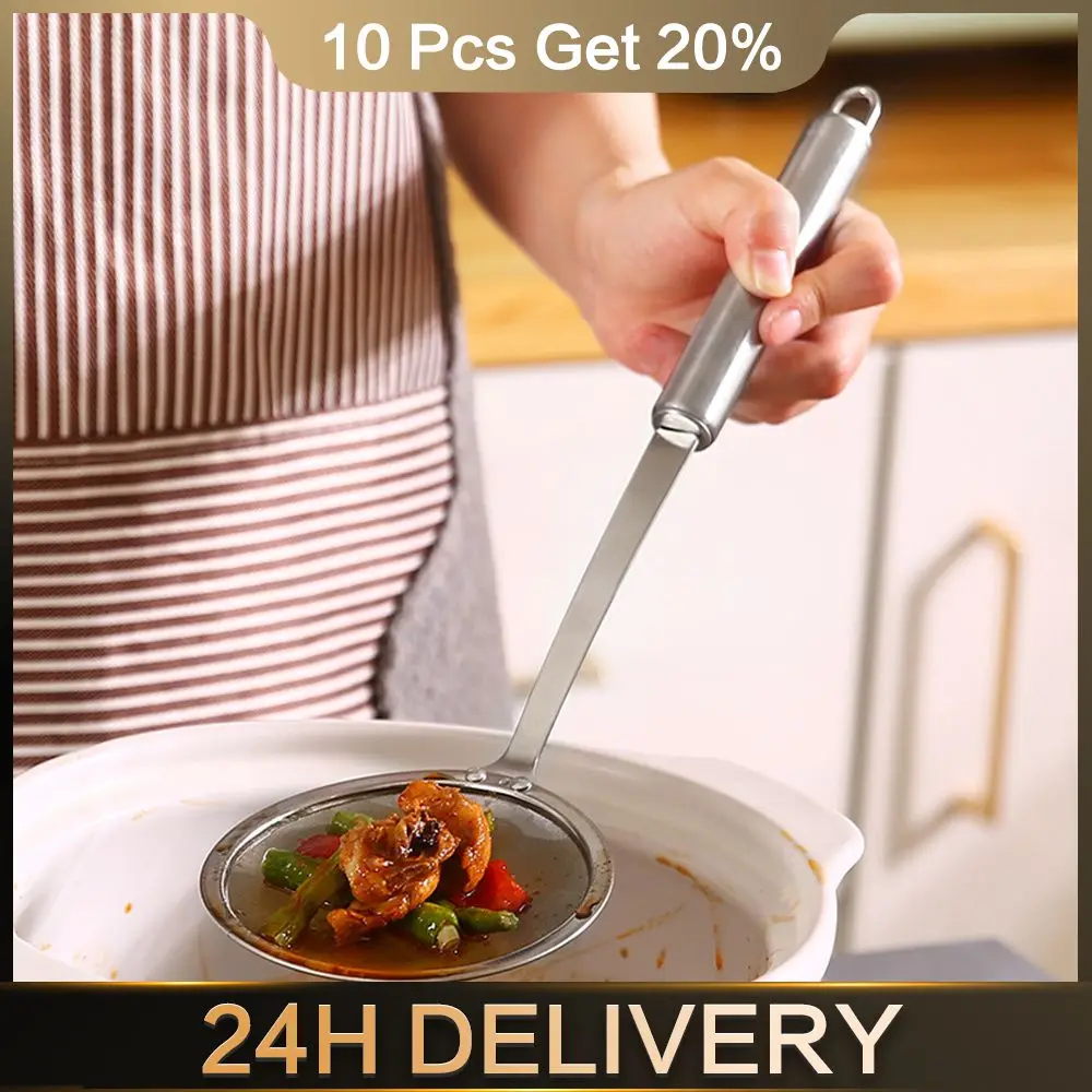 

Colander Long Handle Kitchen Filter Mesh Household Kitchen Supplies Oil Residue Spoon Small Colander Stainless Steel Filter