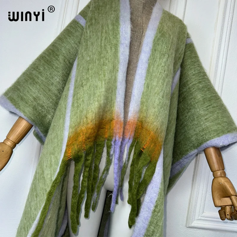 WINYI Новые зимние пальто и куртки плащ пончо высокого качества длинное толстое