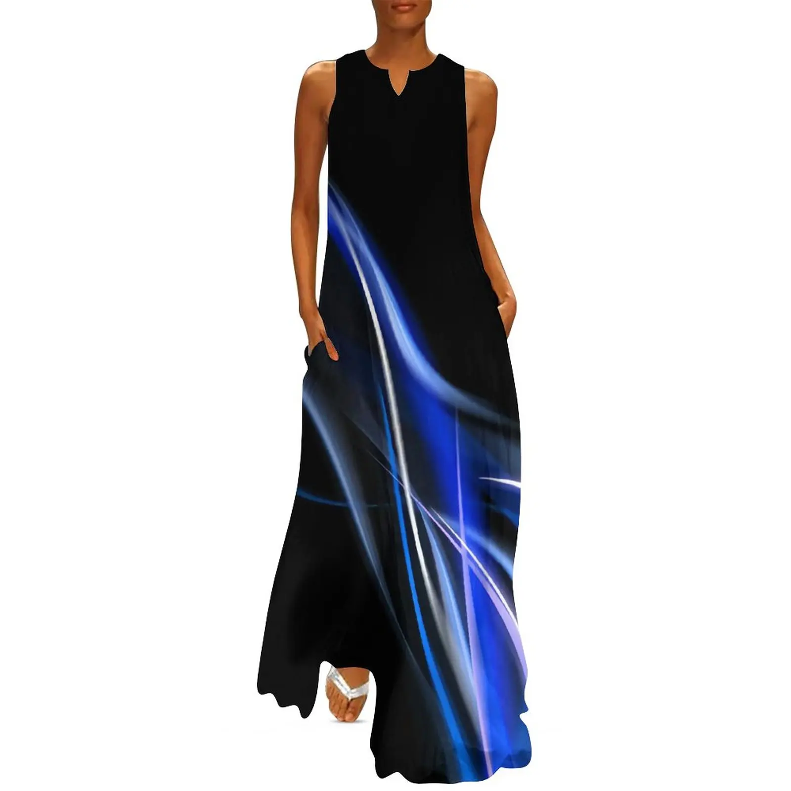 

Fashion Women's Long Dress Summer Glowing LinesPrint Prom Dress 2023ElegantDresses For Women