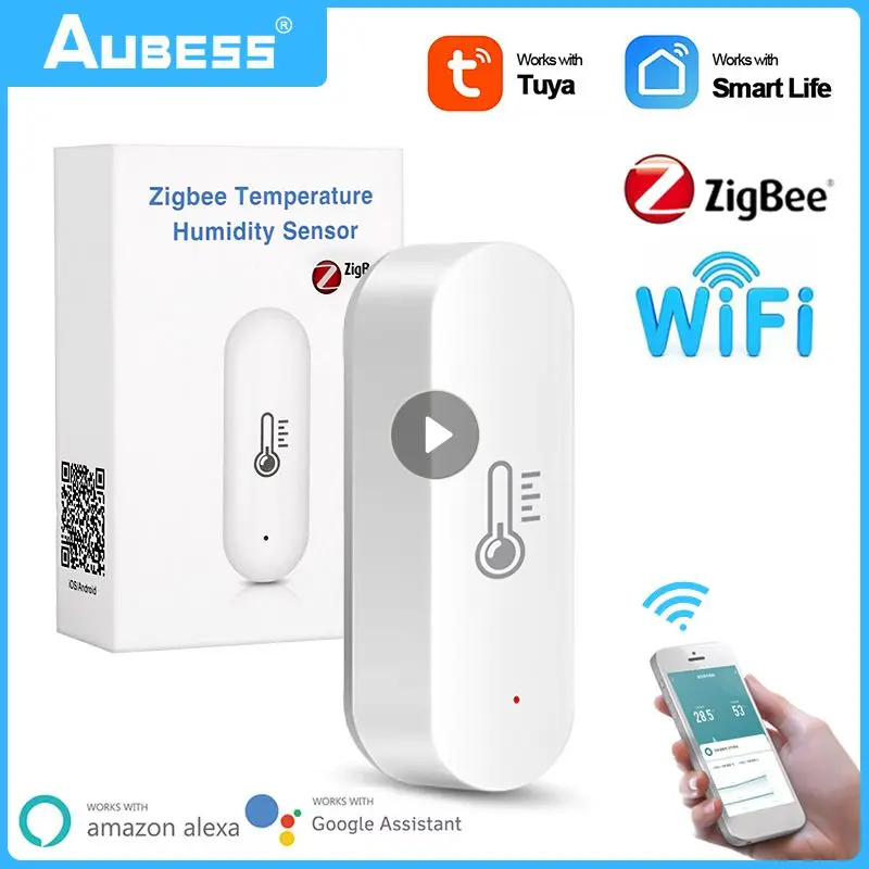 

Смарт-датчик влажности и температуры Tuya Zigbee, гигрометр с Wi-Fi, работает с Alexa Google