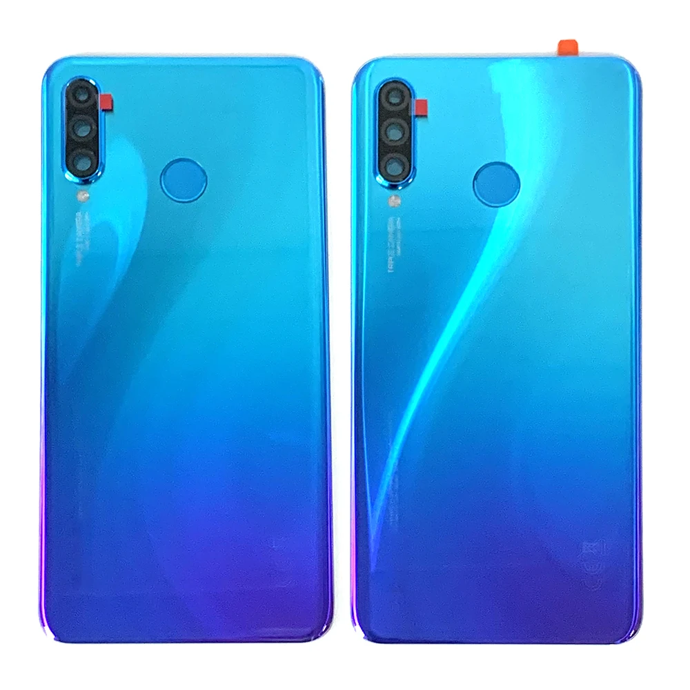 Оригинальная Крышка батарейного отсека для Huawei P30 Lite, задний корпус, Задняя стеклянная рамка для камеры, объектив, сканер отпечатка пальца, стикер для вспышки