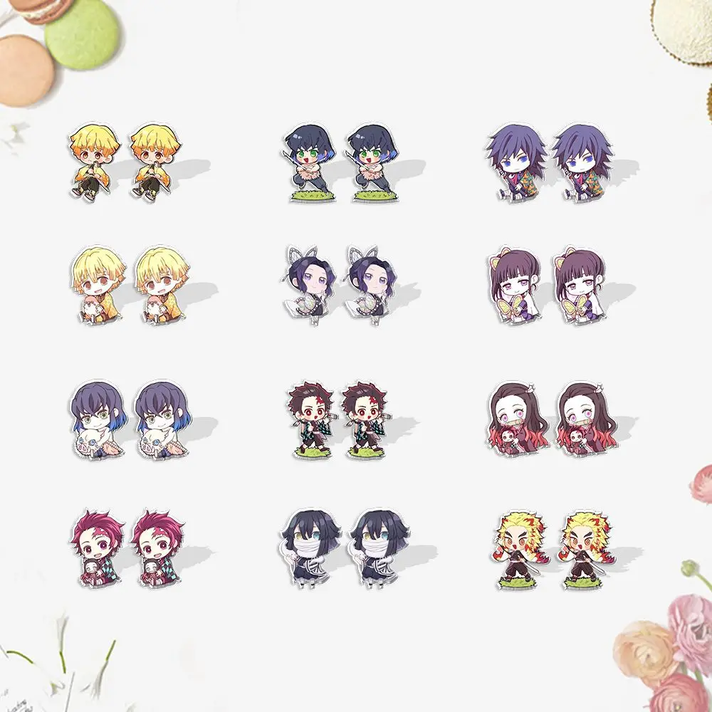

Demon Slayer Cartoon Earrings Anime Figures Tanjirou Nezuko Zenitsu Inosuke Shinobu Kyoujurou Girls Fashion Jewelry Ear Nails