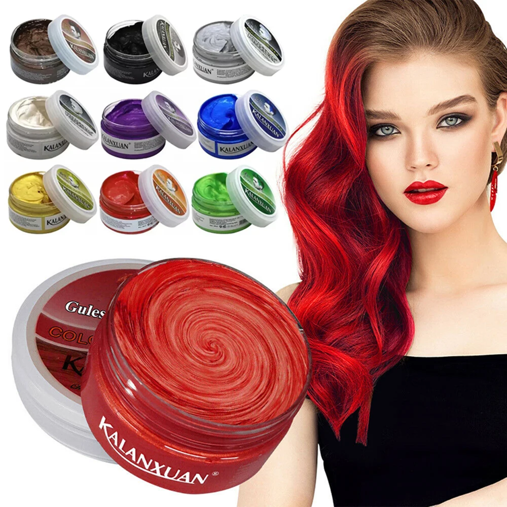 

Fashion 9 Color Hair Coloring Mud Hair Dye Cream Washable Styling Wax Temporary Party Makeup DIY Hairstyle Cosplay Non-Greasy