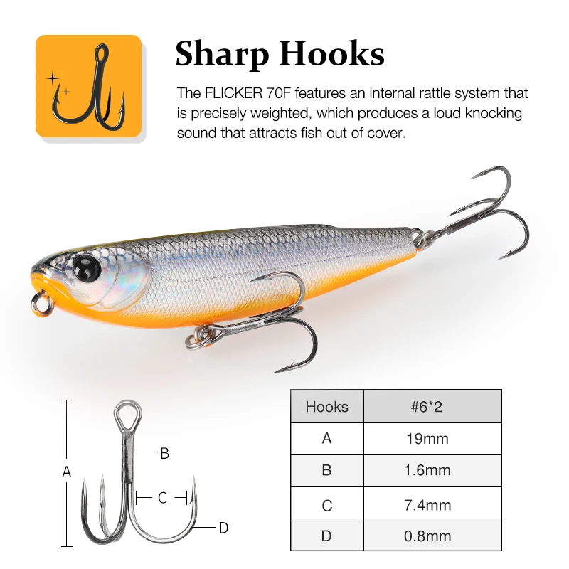 TSURINOYA FLICKER 70F 70 мм 8 4 г Topwater Карандаш Поверхность Рыболовная приманка Прогулка с