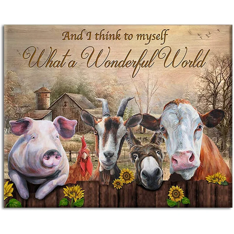 

And I Think to My Self Farm Tin Sign Farmhouse Animals, Farm Cow Vintage Metal Pub Club Cafe bar Home Wall Art Decoration Poster