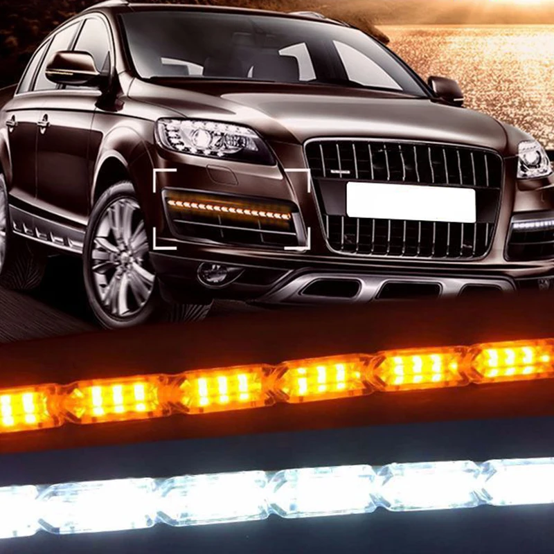 

Светодиодсветильник дневные ходовые огни, Двуцветные стрейсерсветильник белого-желтого цвета, модифицисветильник Гибкие водонепроницаем...