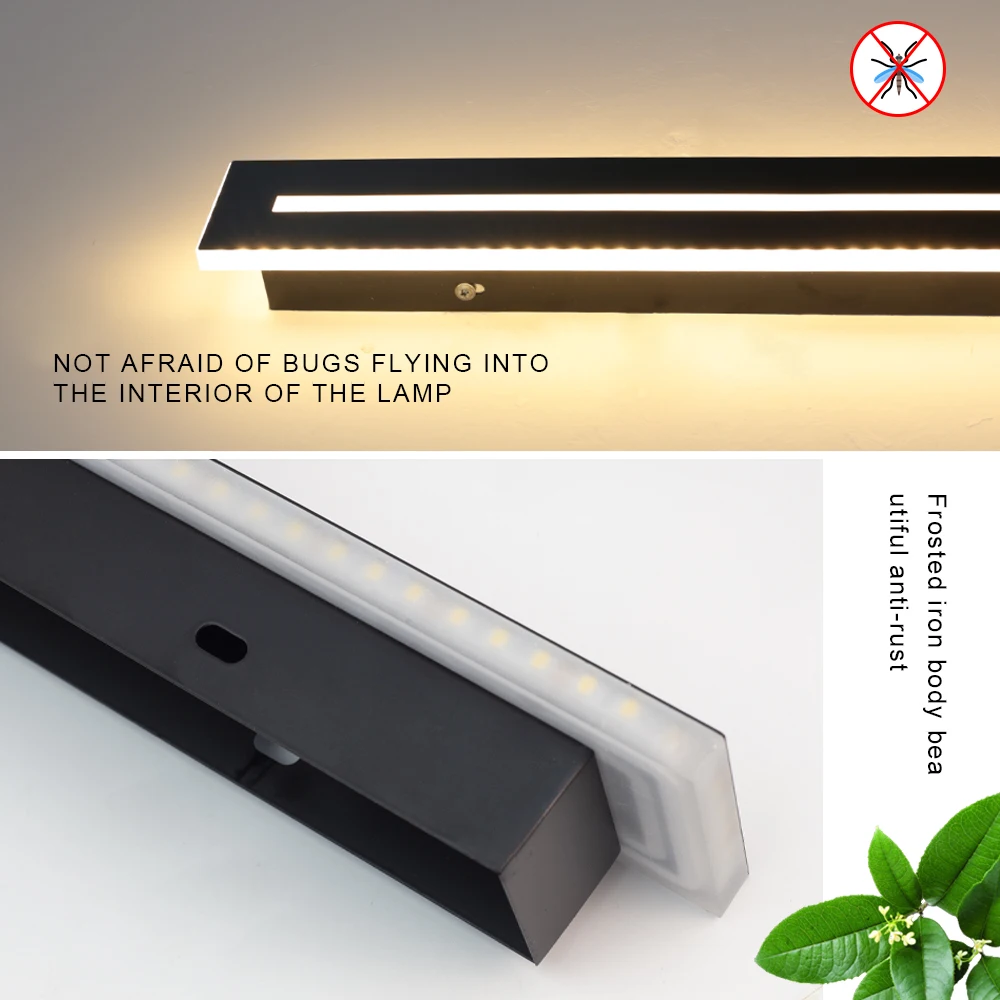 Modern Outdoor LED Long Wall Lamp IP65 Waterproof Porch Balcony Villa Garden Decor Lighting Strip Sconce Wall Light AC 110V 220V