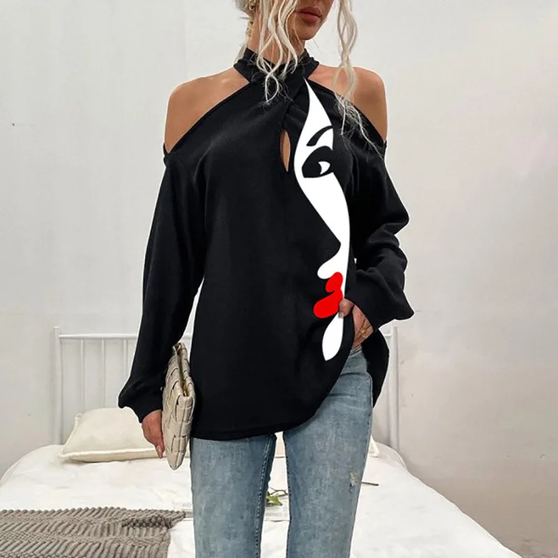 

2022 New Fashion T-shirt Women 'S Clothing Round Neck Printed Pullover Cotton Chiffon Long Sleeve Fresh Sweet Fashion Shirt