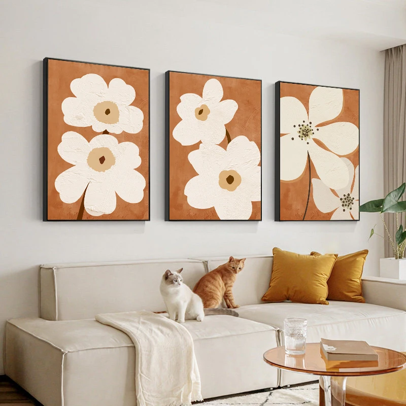 

Simple Modern Nordic Geometric Flower Orange Ins Style Light Luxury Wall Art Canvas Painting Posters For Living Room Home Decor