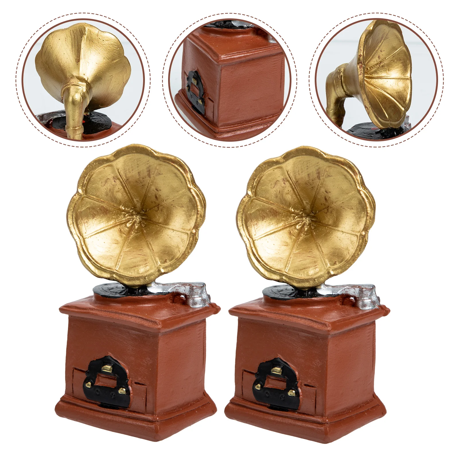 

2Pcs Novel Synthetic Resin Adornment Phonograph Adornment Desktop Decoration