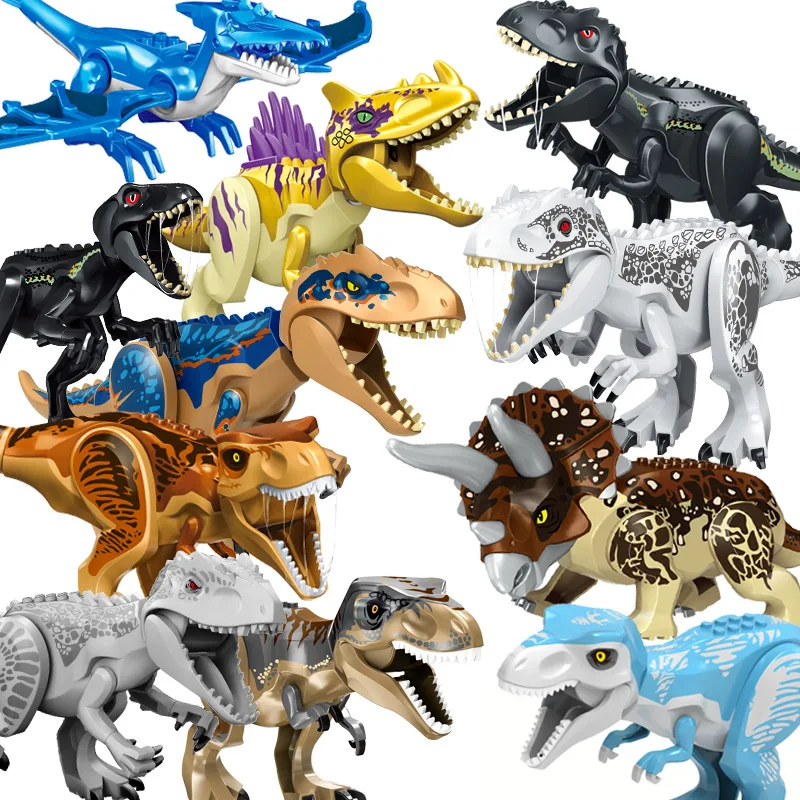 

New Jurassic Dino World Large Dinosaurs Figures Bricks Building Blocks Tyrannosaurus Indominus T-Rex Velociraptor Toys Kids Gift