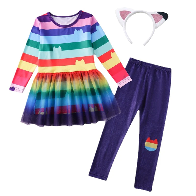 

Autumn Girls Gabbys Dollhouse Dresses Pants Clothes Sets Gabby Cats Carnival Halloween Cosplay Costume Birthday Party Clothing