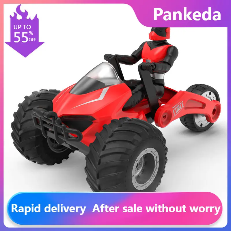 

1：16 2.4G RC Car Remote Control Car Rotating Motorcycle Light Music Dancing Deformation Stunt Car Children's Toy for Boy Gift