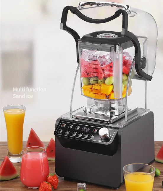 Hot Sale Commercial kitchen appliances Smoothie Blender with Sound Cover Professional Low Noise ice crushing blender