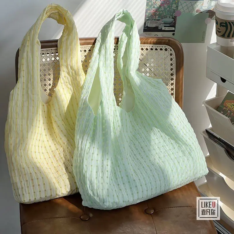 

Spring and Summer new mint green plaid canvas bag ins fresh one-shoulder candy color artistic all-match Fairy Bag for woman