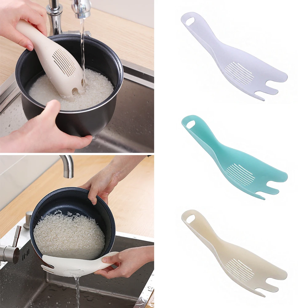 

Creativity Drain Rice Board Multifunctional Handhold Cooking Rice Scoop Rice Sieve Wash Filtering Rice Drain Spoon For Kitchen