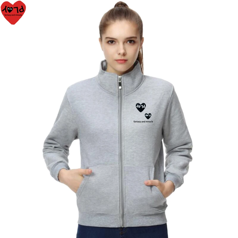 Large And Small Heart Embroidery Letter Printing Cotton Zipp