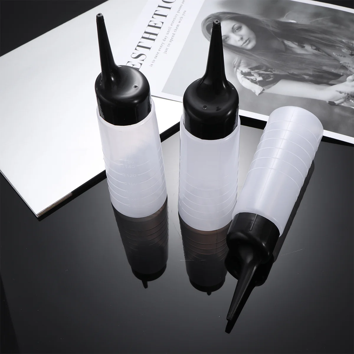 

Hair Bottle Applicator Coloring Supplies Dye Bottles Empty Clear Salon Squeeze Measuring Setdyeing Color Mix Travel