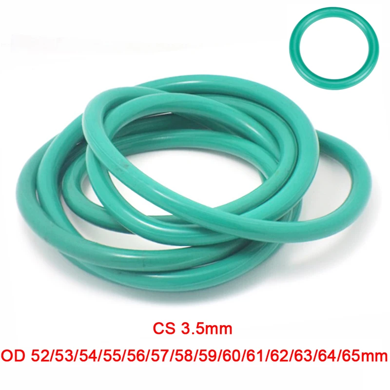 

2Pcs/lot Green FKM Fluorine Rubber O-Ring Oil Sealing Gasket CS3.5mm OD 52~65mm O Ring Seal Gasket Rings Fuel Washer