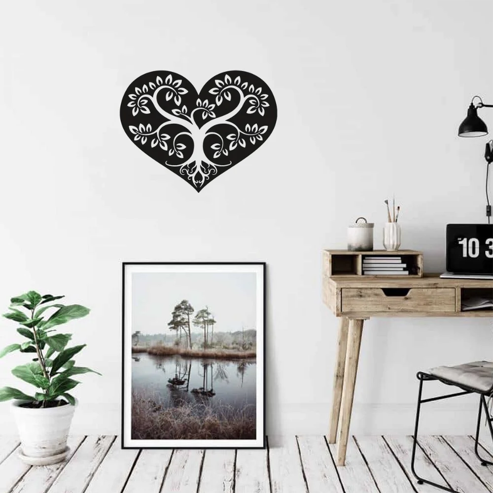 Металлическая Настенная Скульптура В Форме Сердца - Деревянное Украшение Виде