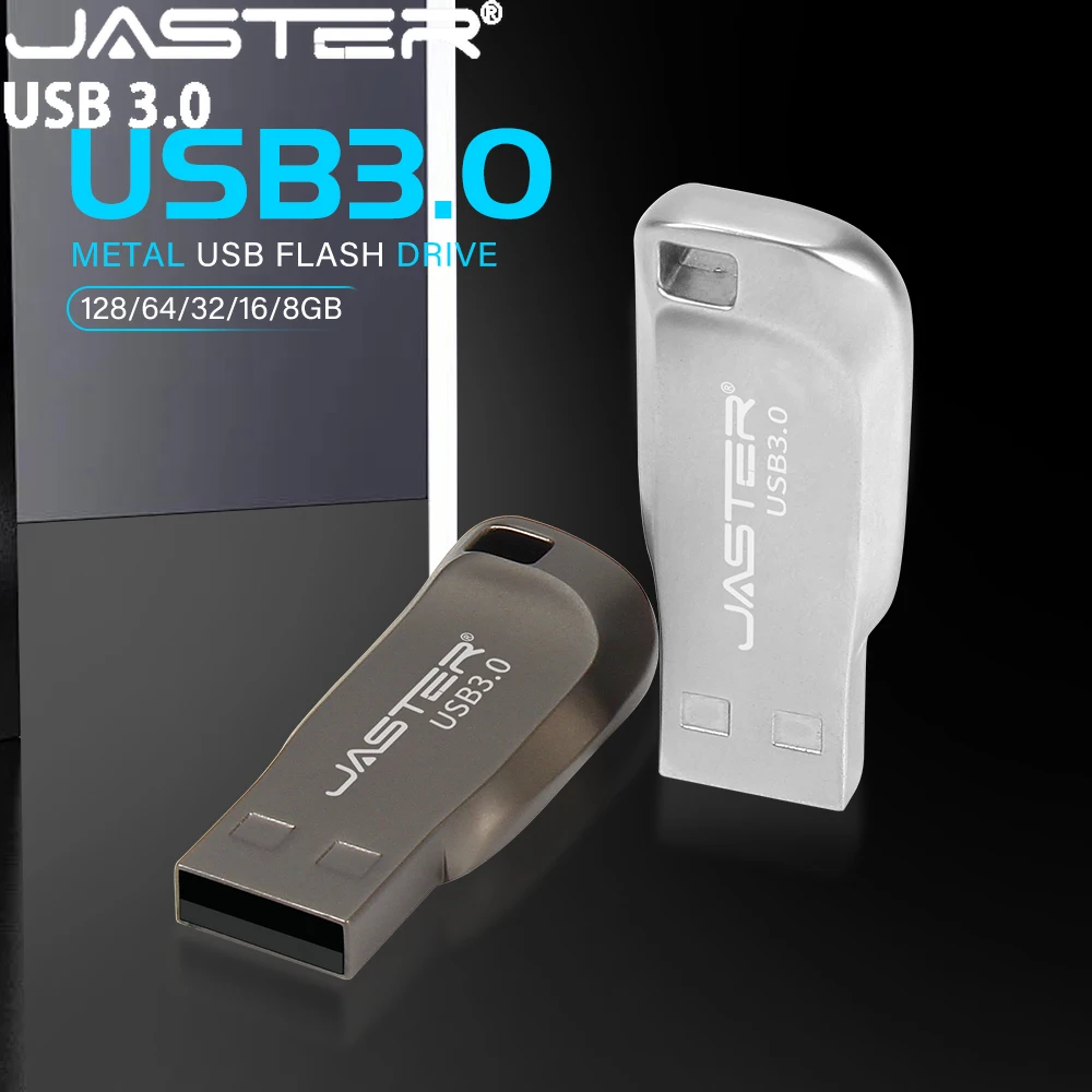 

USB 3.0 Flash Drive 64GB Free custom logo Mini Metal High speed Memory stick Silver with keychain Pen drive Business gift U disk