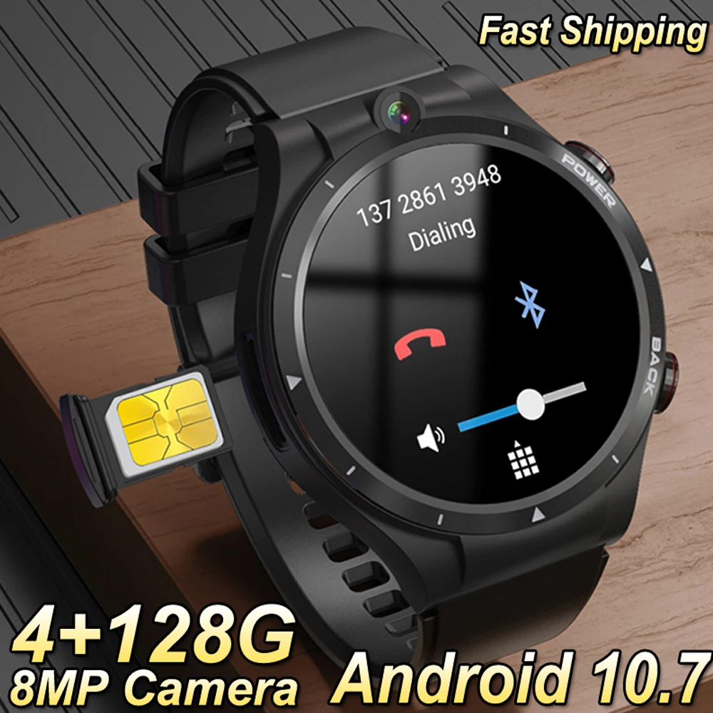 

True Eight-Core 4G Smart Watch Full Netcom 900mAh Man Wristwatch 4GB RAM 128GB ROM Fast Speed Sim Card Wi-Fi Cameras Smartwatch