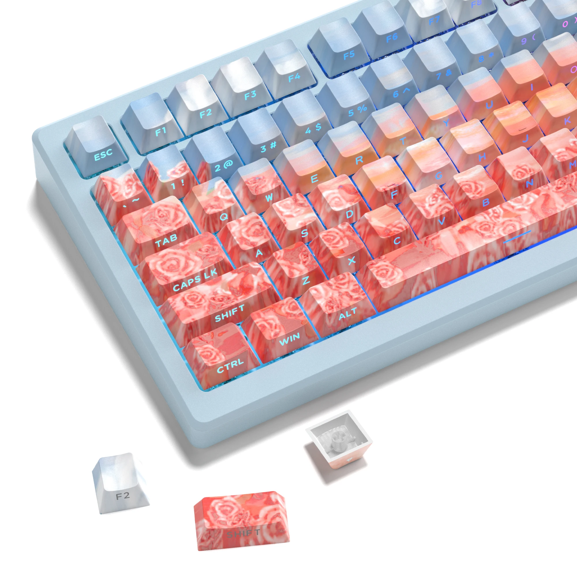 Womier 130 клавиш Sunset Rose PBT Keycaps Cherry Profile для механической клавиатуры