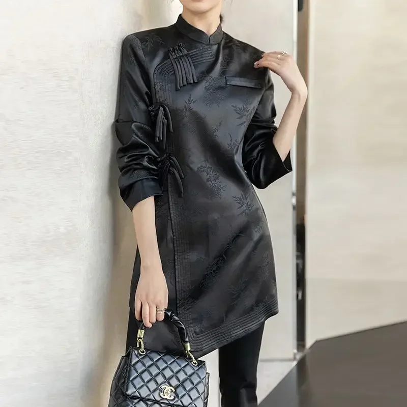 Черное платье Ципао Cheongsam Chi-pao улучшает женскую одежду традиционное китайское