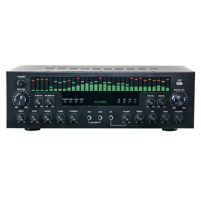 AV-5800 PRO Мощный 7.1-канальный усилитель для домашнего кинотеатра и караоке с усиленным басом (art.: 3920dc6a52876) - 3920dc6a52876