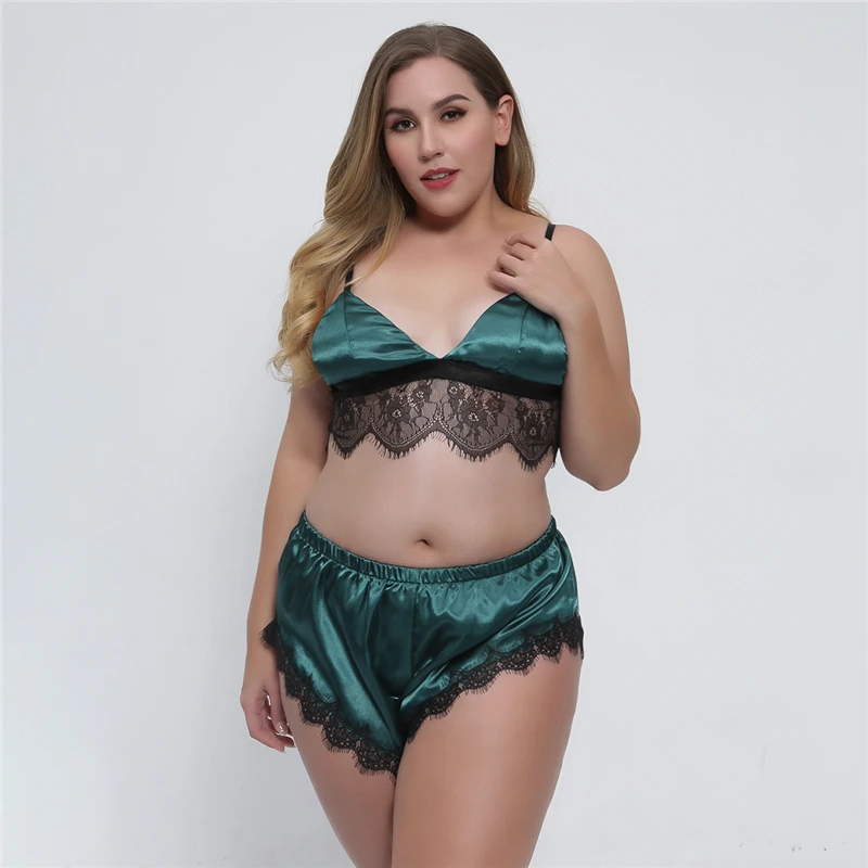 

Женский сексуальный пижамный комплект AIIOU 2022, сексуальная ночная рубашка, нижнее белье, атласный кружевной комплект с V-образным вырезом, же...