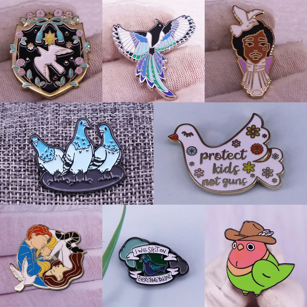 Лучшее качество милый мир голубь рандомные значки животные эмалированная