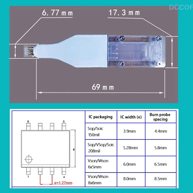 Flash Eeprom Chip Burner Соединительная линия загрузки Зонд для сжигания Пружинная игла Sop8