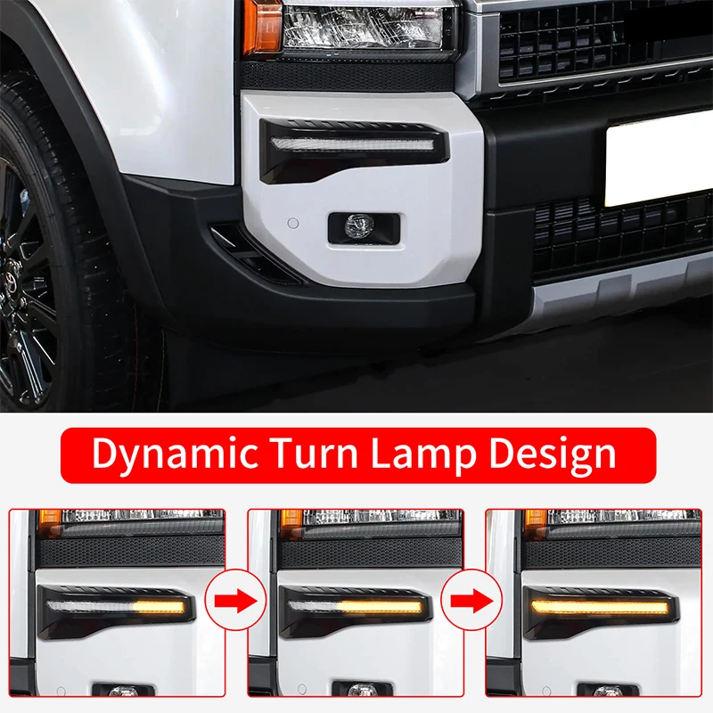 Фото Для Toyota 2024 2025 Land Cruiser Prado 250 LC250 Детали для тюнинга автомобиля Светодиодные дневные ходовые огни Передний бампер DRL с указателем поворота №4