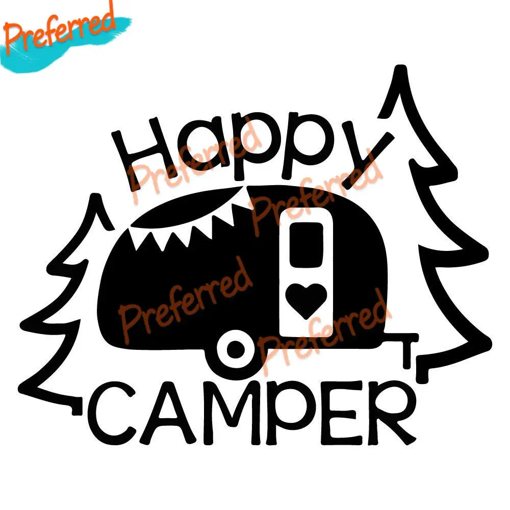 

HAPPY CAMPER V2 Vinyl Decal Sticker Car Window Laptop Trailer Camping Camp Sign OR Car Sticker Decal Decor- All Sizes Waterproof